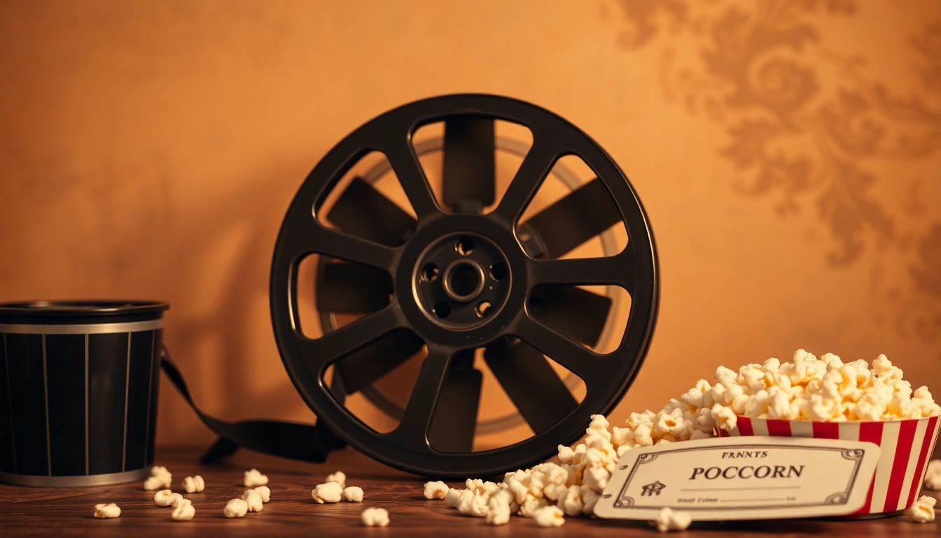 Explore iconic Public Domain Movies showcased with vintage film reels and nostalgic props.