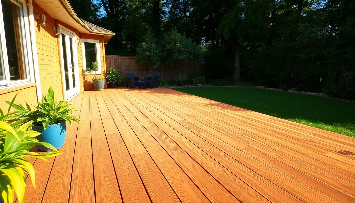 Explore deck construction with a beautifully crafted wooden deck surrounded by vibrant greenery.