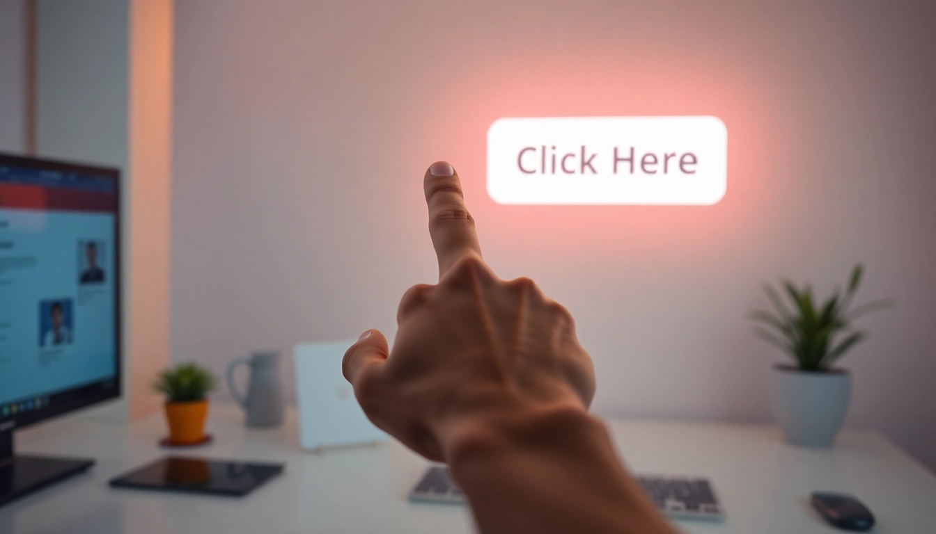 Engage with the vibrant "Click Here" button that invites user interactions on a digital interface.