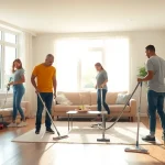 Professional cleaning company in Jacksonville revitalizing a bright living room with expert care.