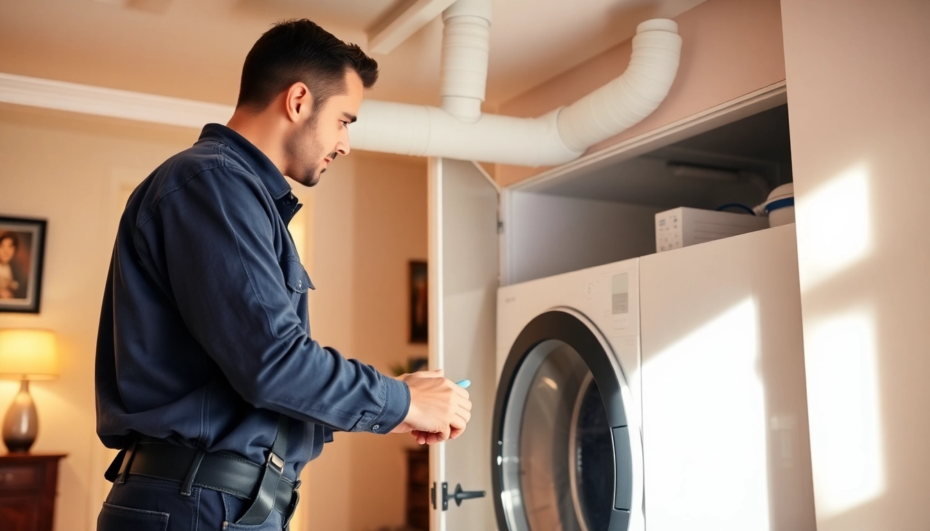 Professional technician providing dryer vent cleaning services in Salt Lake City, Utah, ensuring safety and efficiency.