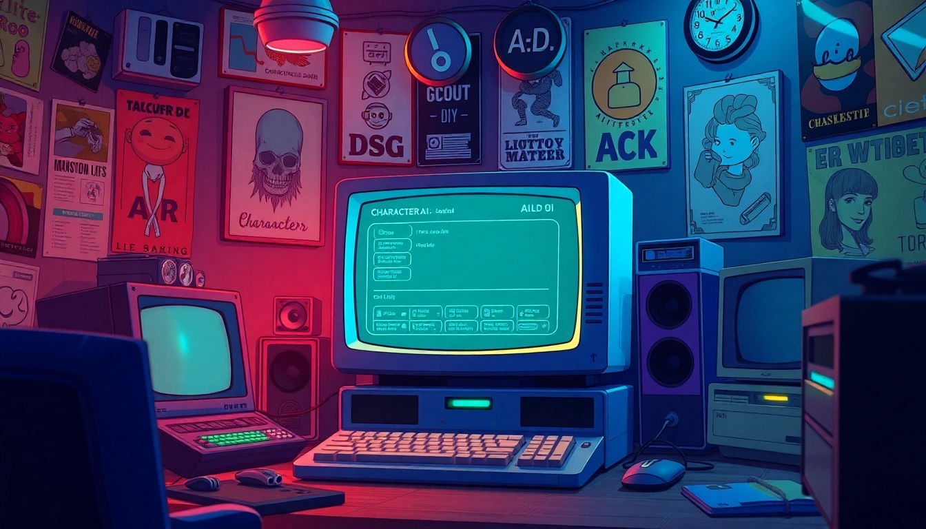 Explore the nostalgic design of character ai old showcased on a vintage computer in a cozy setting.