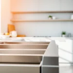 Showcasing a high-quality metal drawer system in a modern kitchen for maximum functionality.