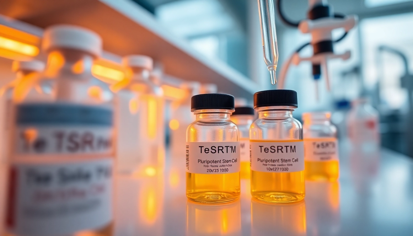 All check: View of TeSR™ Pluripotent Stem Cell culture media setup in a laboratory environment.