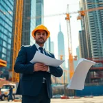 New York City Construction Manager supervising onsite activities in a vibrant urban landscape.