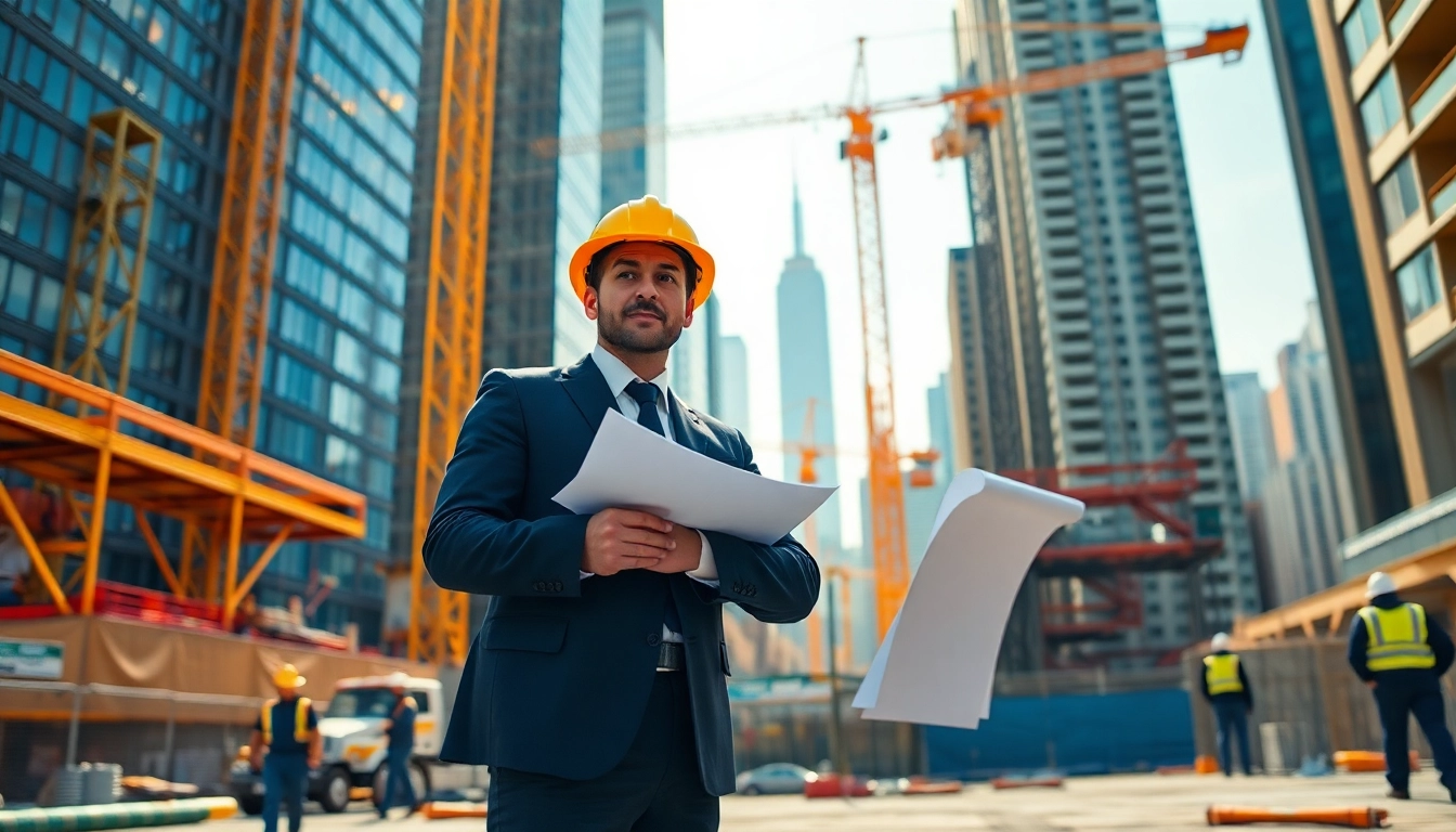 New York City Construction Manager supervising onsite activities in a vibrant urban landscape.
