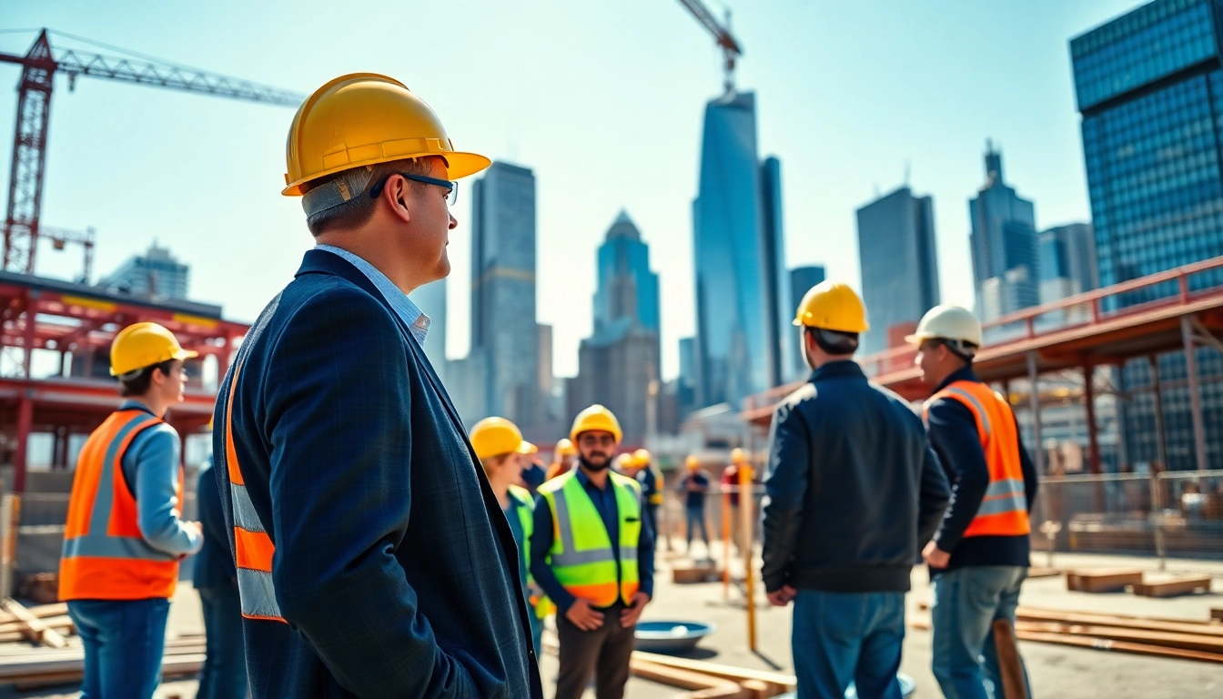 Dynamic New York City Construction Manager overseeing a busy construction site.